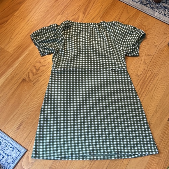 Madewell Green Gingham Check Jacquard Puff Sleeve Minidress Size XL NF940 - Picture 5 of 11